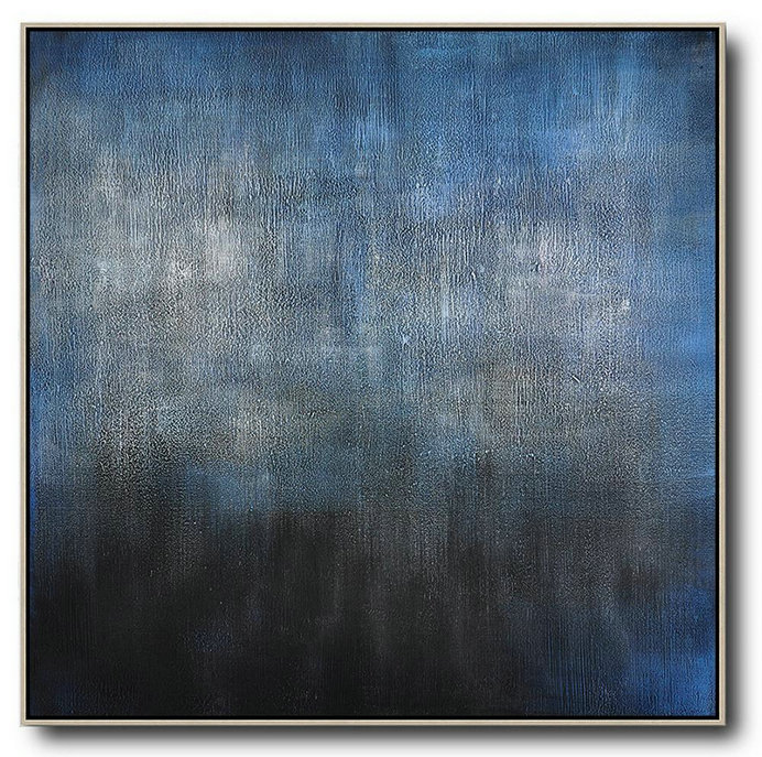 Oversized Contemporary Painting,Original Abstract Oil Paintings,Black,Blue,Gray